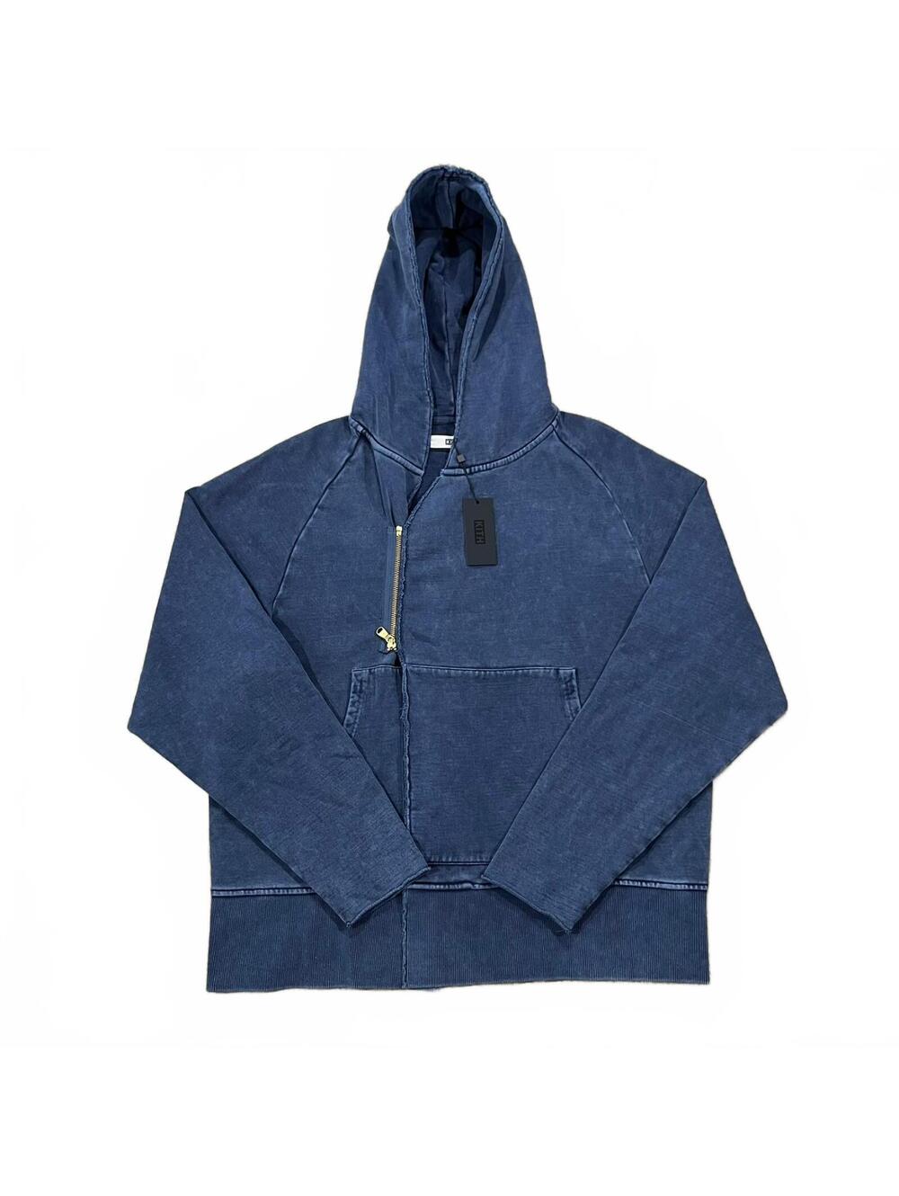 NWT Kith Mens Roman Terry Overlap Hoodie Dark Indigo Blue Size Large
